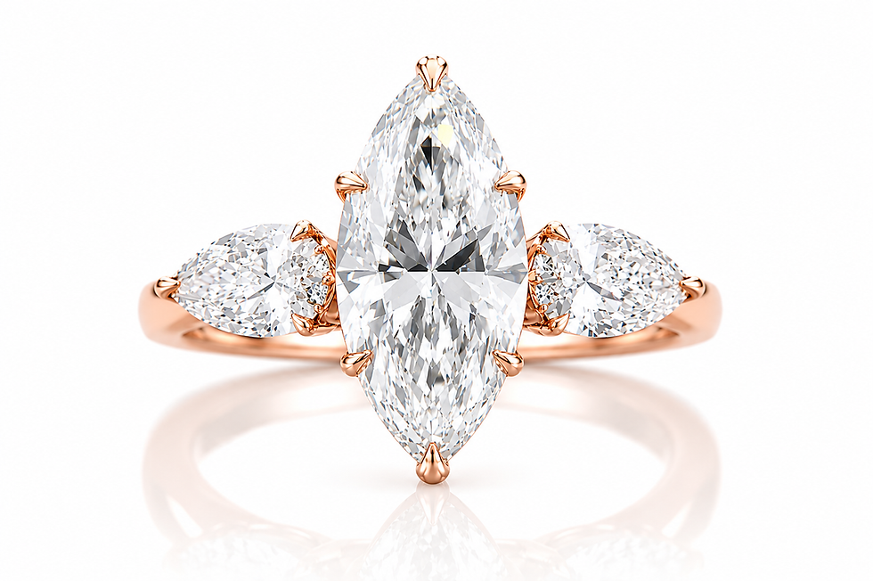 Miniature : Bague de Fiançailles Diamant Marquise avec Diamants Poire | Maison AUCLAIRE