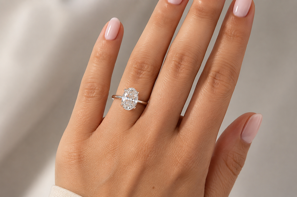 Thumbnail: Classic Oval Diamond Solitaire Ring with 4 Prongs