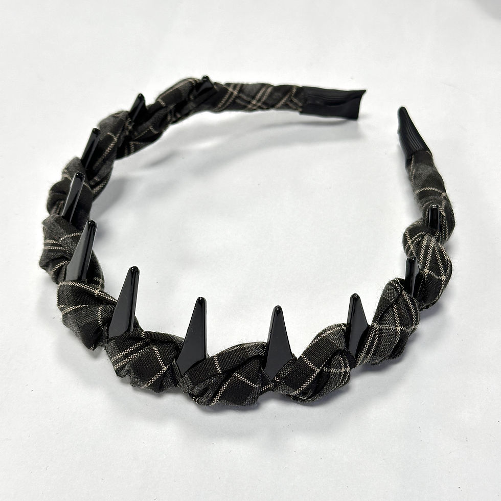 Thumbnail: FG1454 Plaid Fabric Simple Style  Headband for Party Satin Hairbands