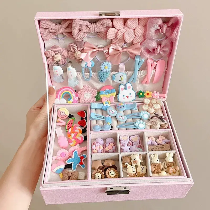 Thumbnail: HAS001 ewelry Box with Hair Accessories for Girls, Hair Clips/Barrettes/Hair Tie