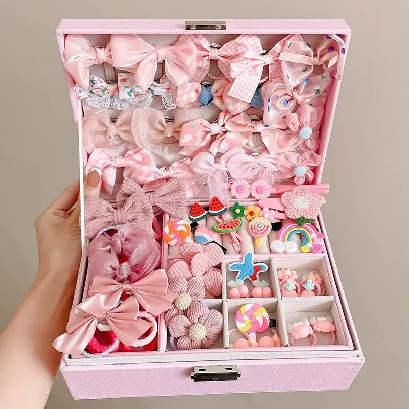 Thumbnail: HAS001 ewelry Box with Hair Accessories for Girls, Hair Clips/Barrettes/Hair Tie