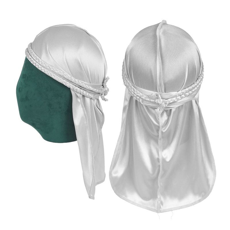 Thumbnail: HS0103 Medsuo Black Silky Durag Cap Head Wrap Ultra-Soft Breathable Wrinkle