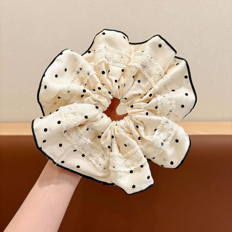 Lace Blue scrunchies for hair Denim Large Hair bands for Women girls Elegant lace floral stripe hair ties ponytail thin curly