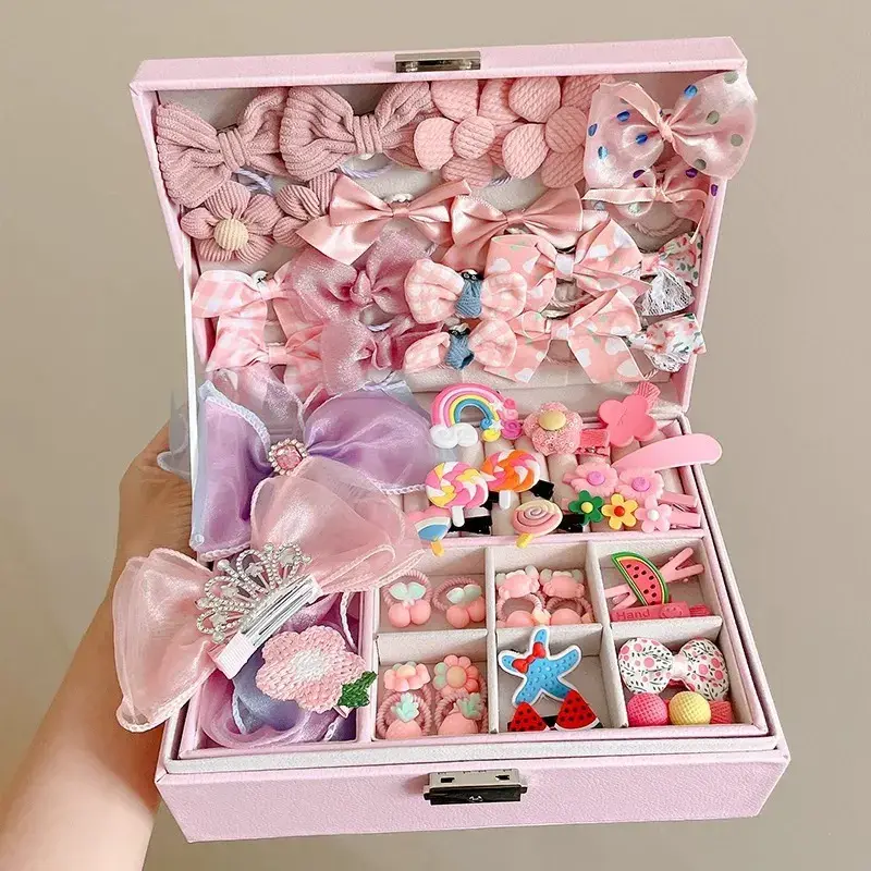 Thumbnail: HAS001 ewelry Box with Hair Accessories for Girls, Hair Clips/Barrettes/Hair Tie