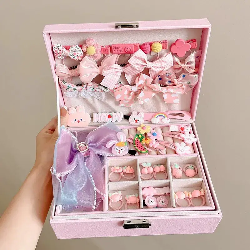 Thumbnail: HAS001 ewelry Box with Hair Accessories for Girls, Hair Clips/Barrettes/Hair Tie