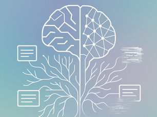 Digitale 16:9-Illustration eines abstrahierten Gehirns mit weißen Linien und neuronalen Verbindungen, zentriert auf einem weichen Farbverlauf-Hintergrund in Blau, Lavendel und Pastellgrün. Datenlinien verzweigen sich vom Gehirn zu Informationskarten, wovon einige klar, andere glitchartig und verzerrt dargestellt sind – als visuelle Metapher für KI-Halluzinationen. Modernes, minimalistisches Design passend zum Thema KI Training für KMU.