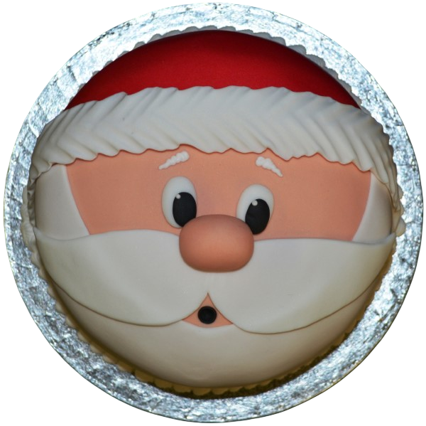 Bespoke Santa-themed cake with red and white icing details, perfect for celebration in Solihull, West Midlands.