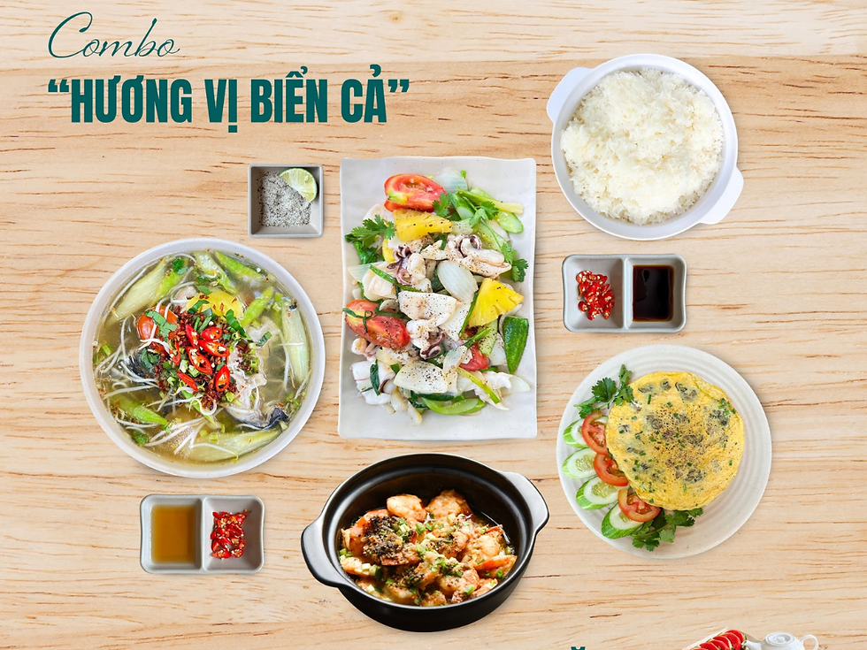 Thưởng thức canh chua cá ngát, tôm rim đậm đà và mực xào cần cà giòn ngọt trong mâm cơm gia đình ấm cúng.