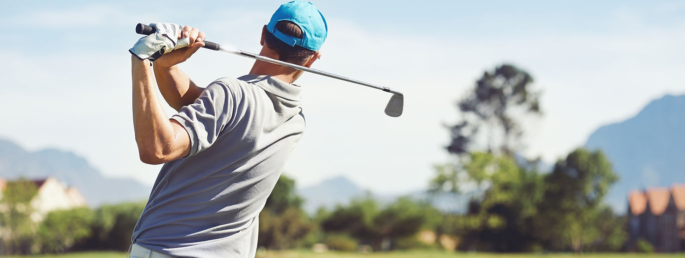 Man playing golf with peace of mind becasue of Nubryte smart home security video alerts.