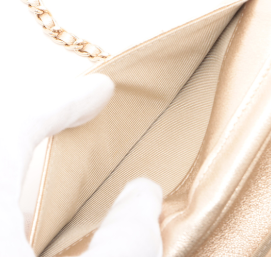 Thumbnail: Chanel Irredescent Gold Lambskin Mini Wallet On Chain