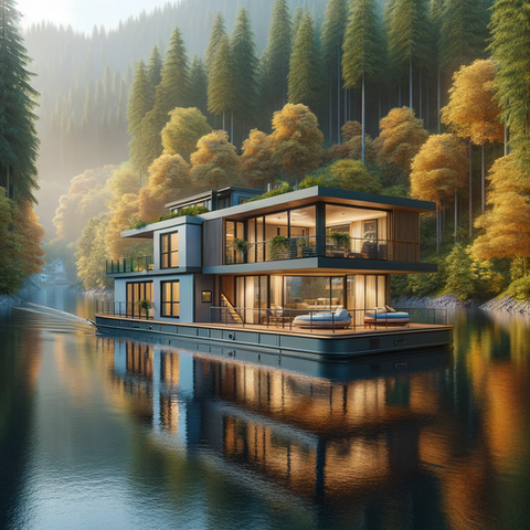 Luxury floating home mockup