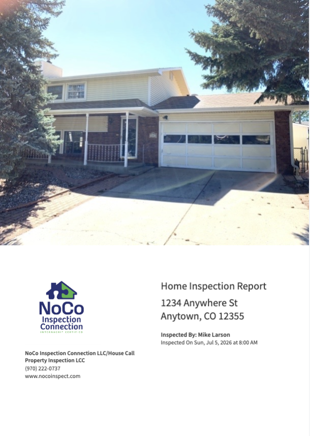 NoCo Inspection Connection home inspection report cover.