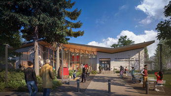 Architectural rendering of a performing arts center