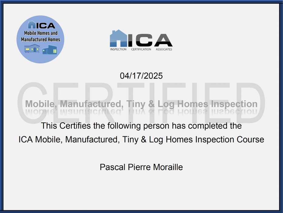 Safeguard Home Inspector LLC certification