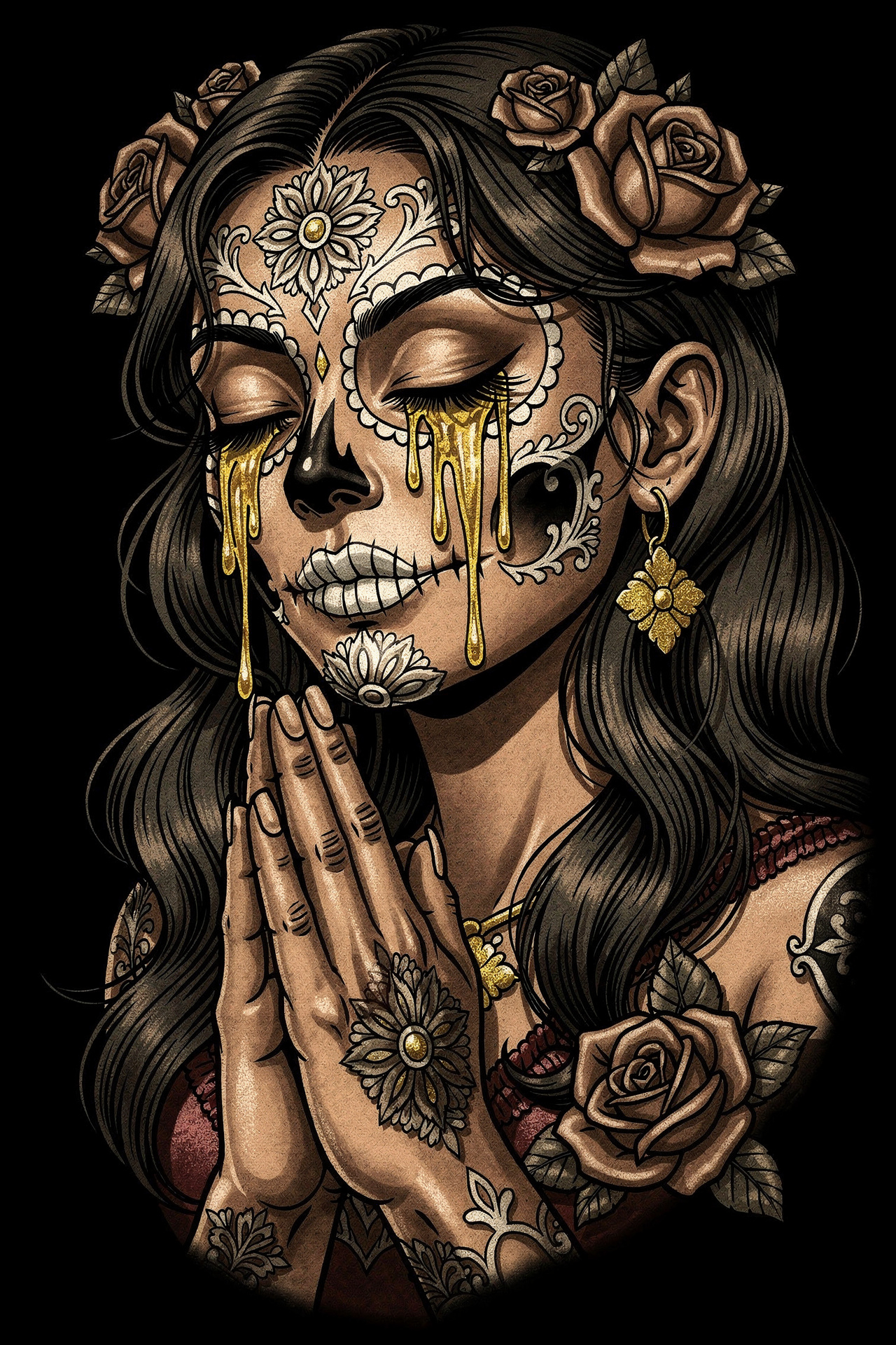 She Cries Gold Sugar Scull 2