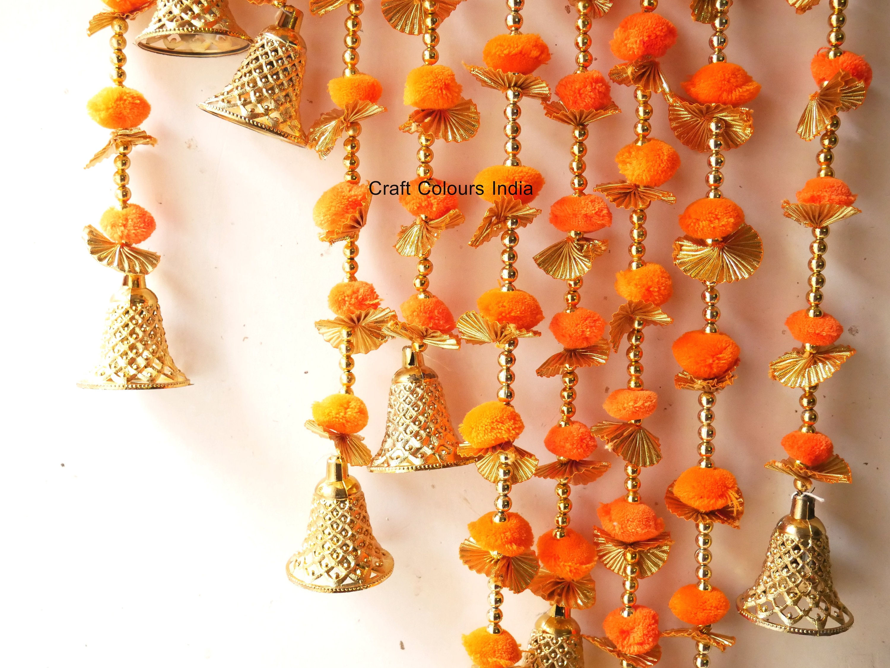 Orange Toran door hanging/ Diwali decoration/ Door valence/ toran/ marigold garl