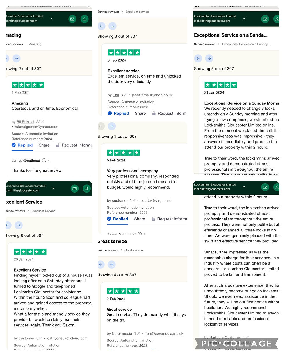 Locksmiths Gloucester trustpilot 5 star reviews