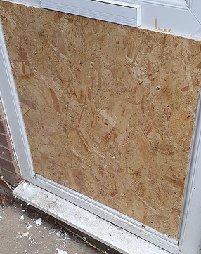 door boarded after burglary in stroud