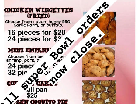All Super Bowl Orders are now closed.