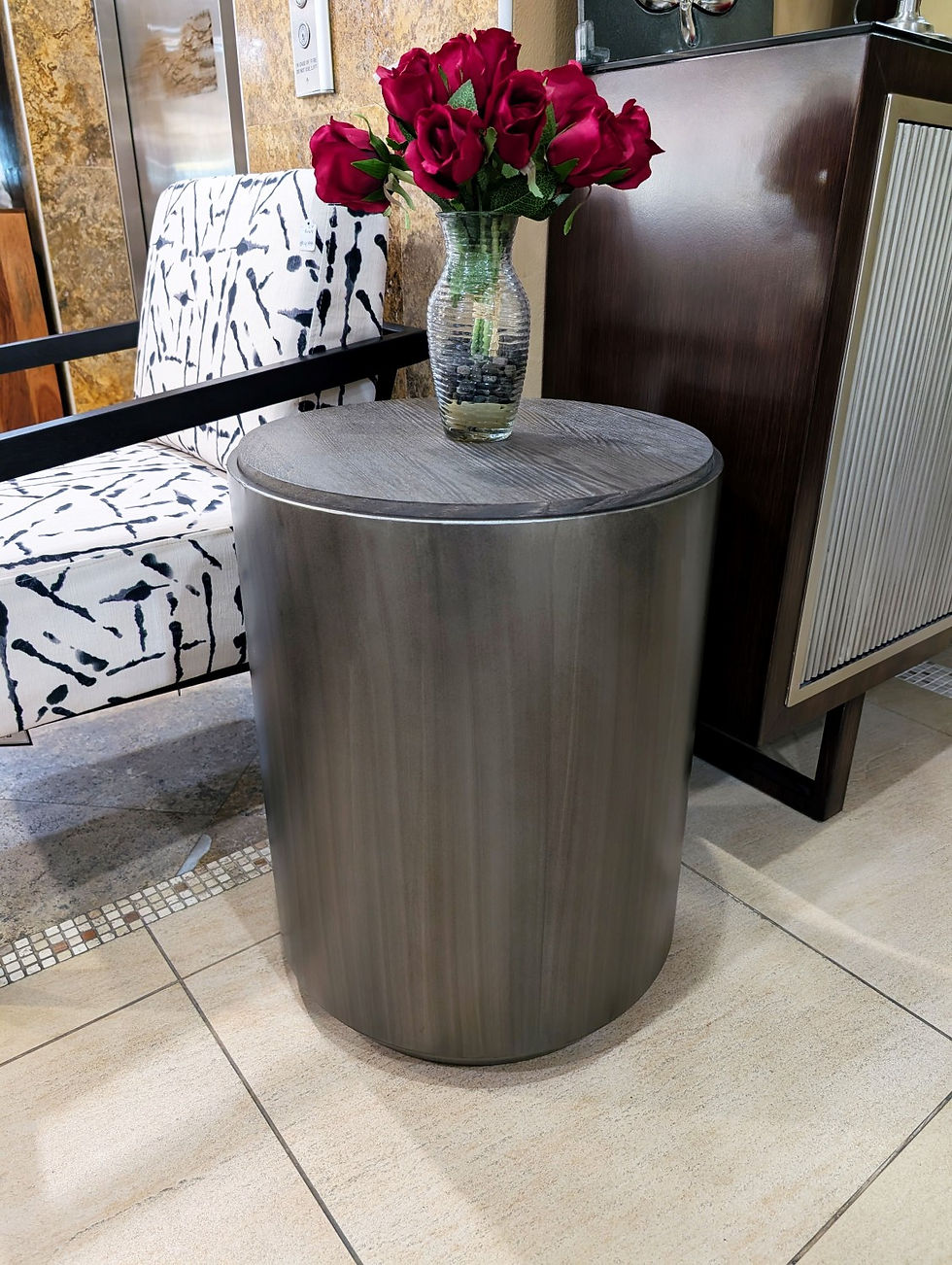 Metal Frame End Table w/ Fir Wood Top
