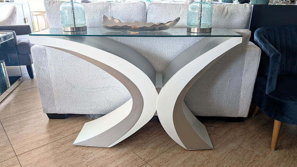 Modern Console Table w/ Glass Top