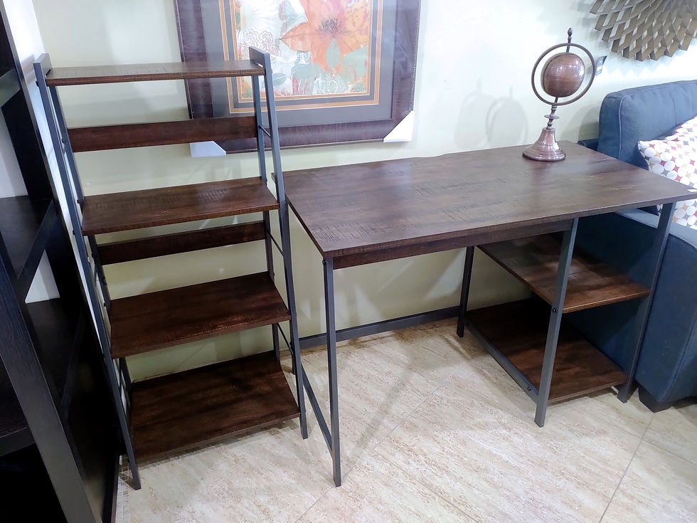 Desk w/ Attached Side Shelving Unit