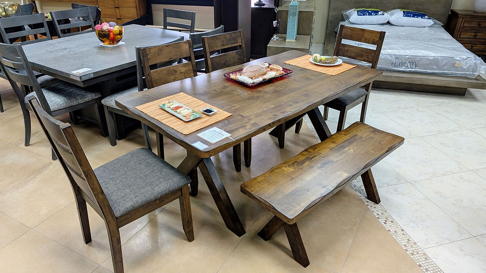 Trestle Base Dining Set w/ Undulating Edges