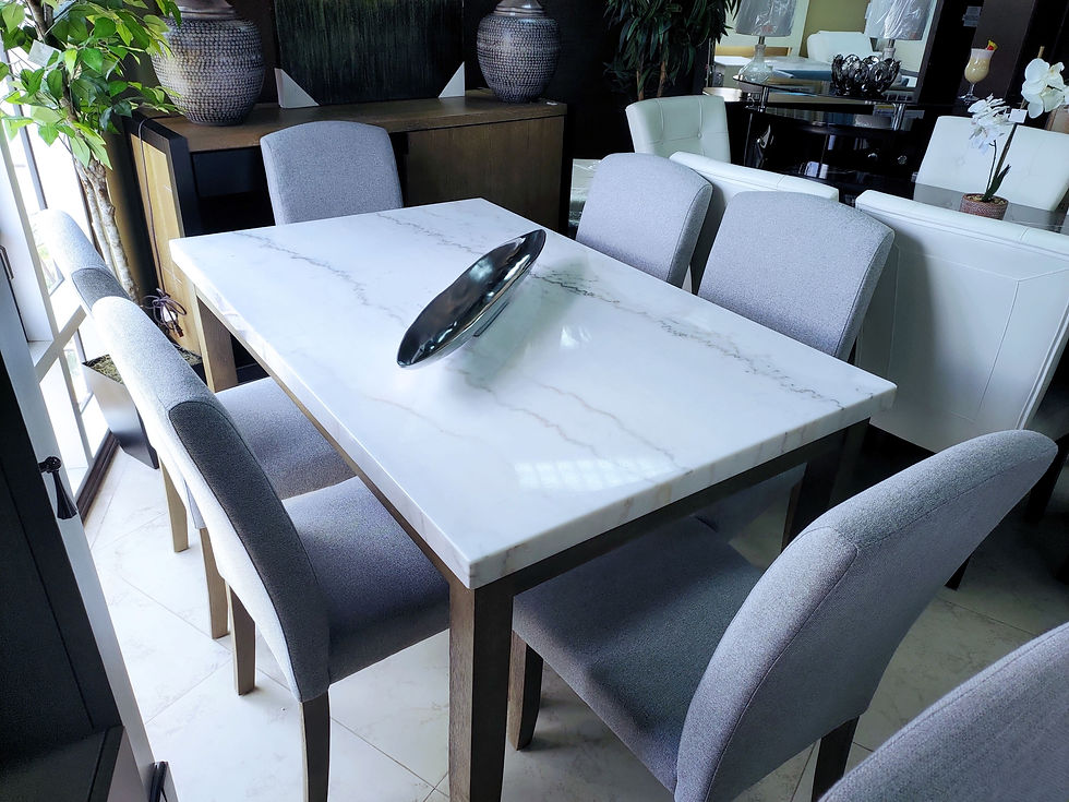 7-Piece White Marble Dining Set