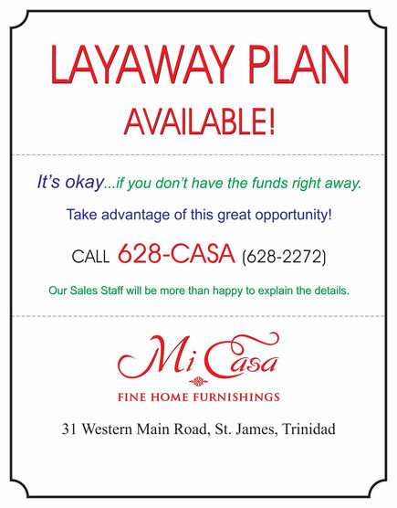 LAYAWAY PLAN – AVAILABLE