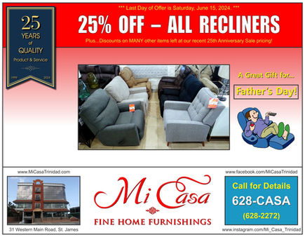25% OFF – ALL RECLINERS