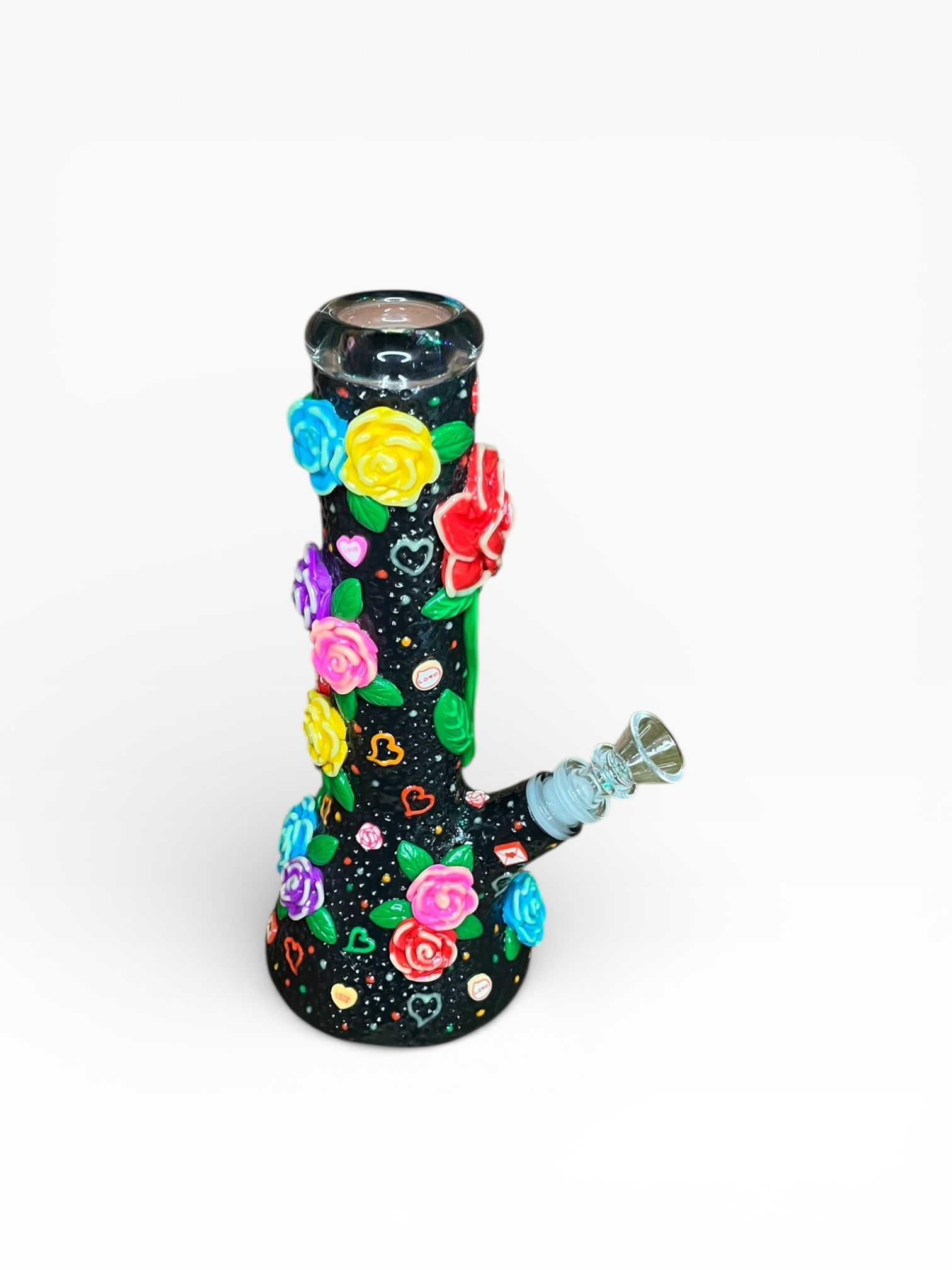 Rose W/ Pipe Glow Dark Bong