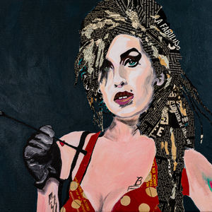 Amy Winehouse Collage hecho a mano artista chileno