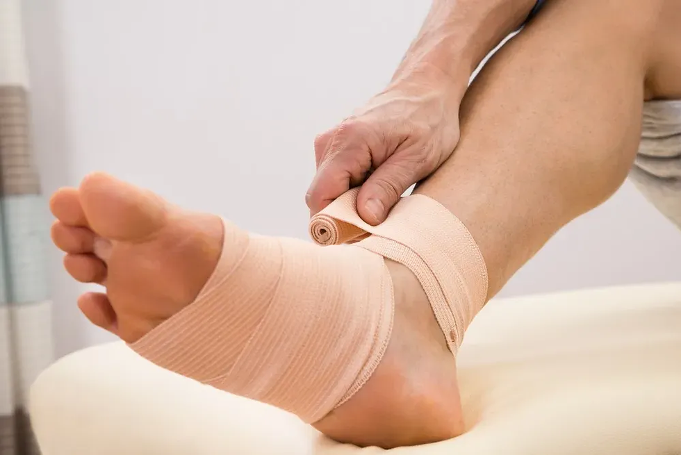 wrapped injured foot