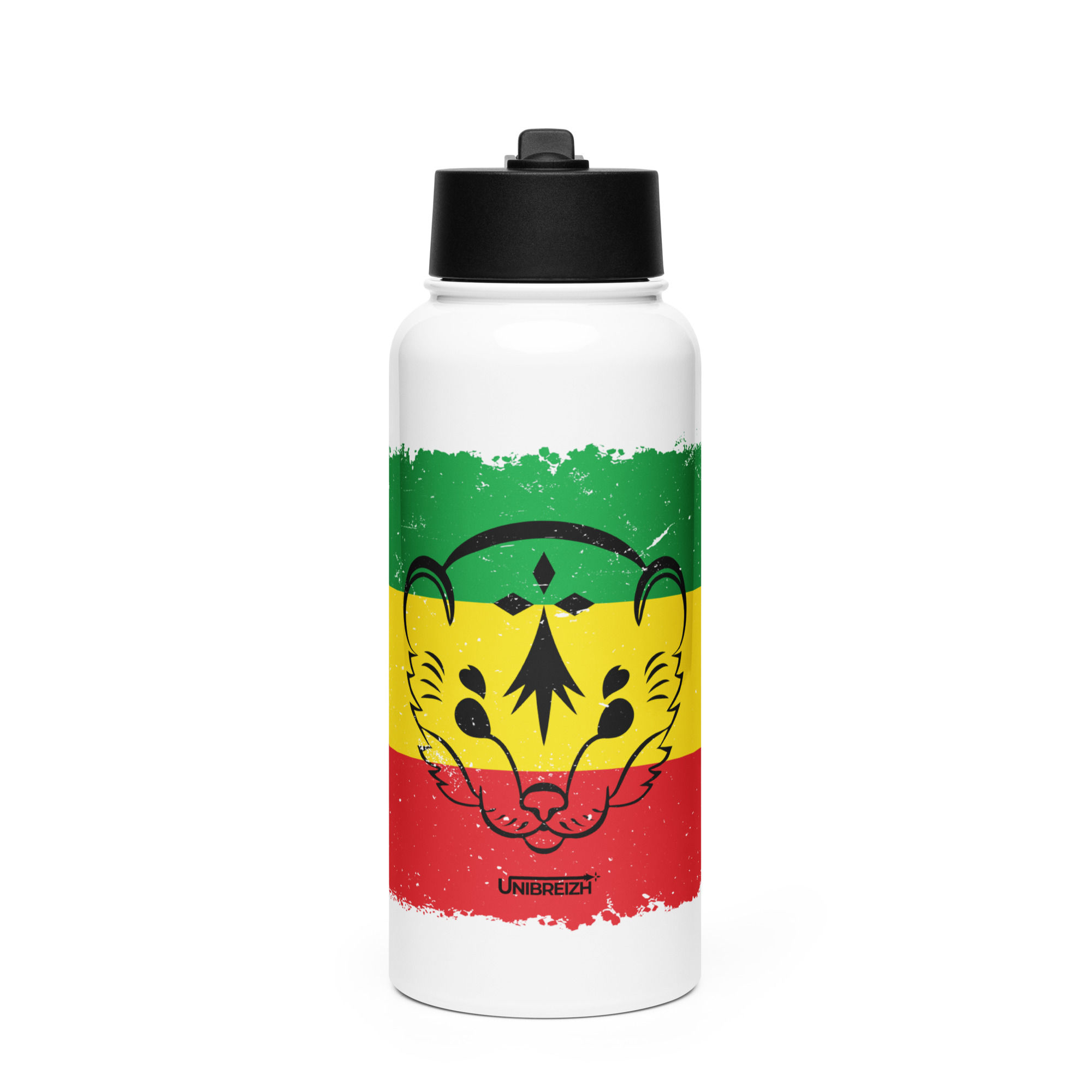 Stainless steel water bottle with a straw lid