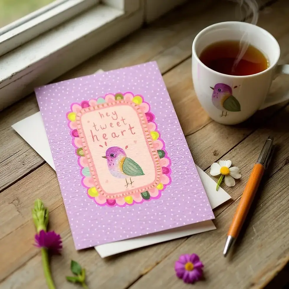 Illustrated Love Card: Hey Tweet Heart