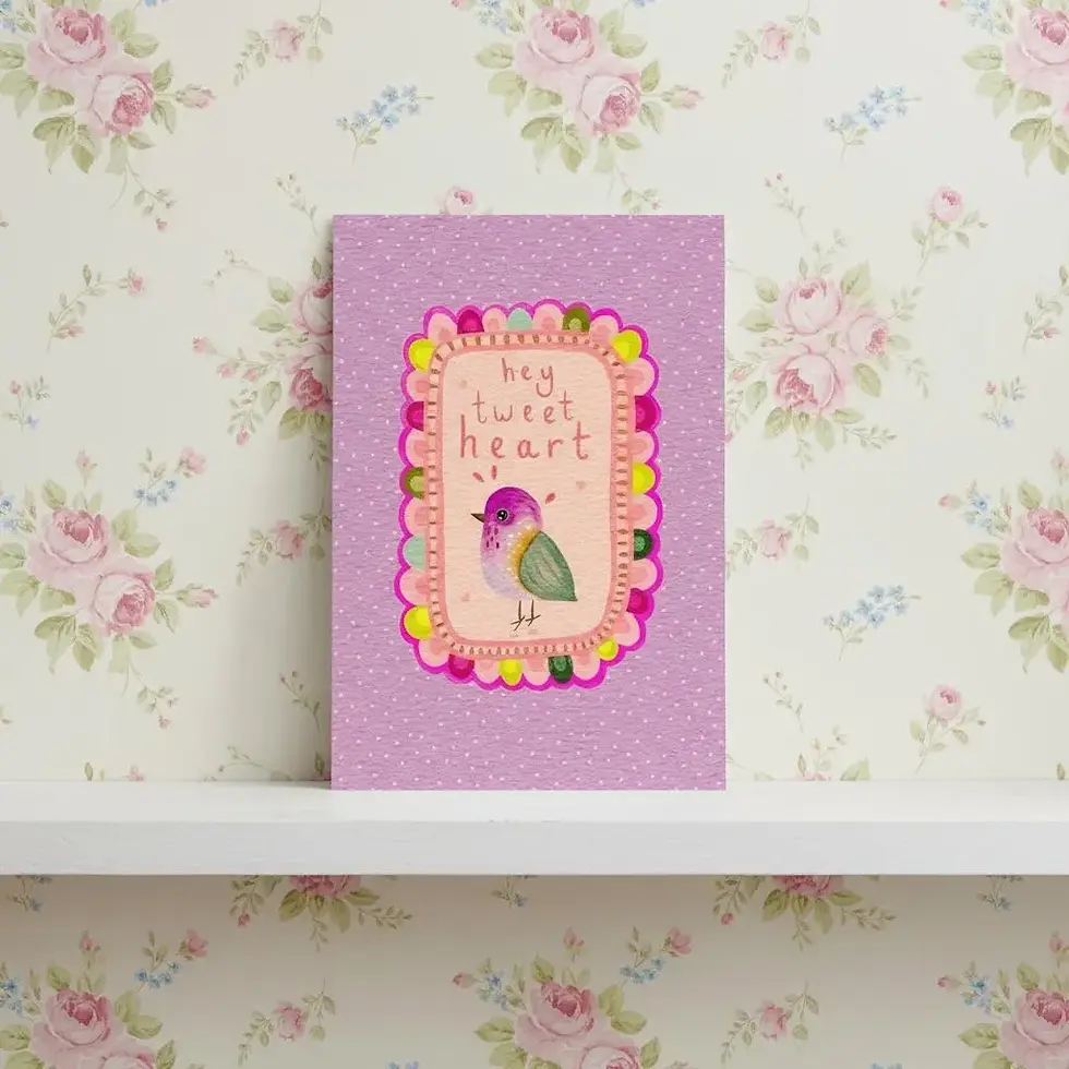 Art Print Hey Tweet Heart Bird Illustration