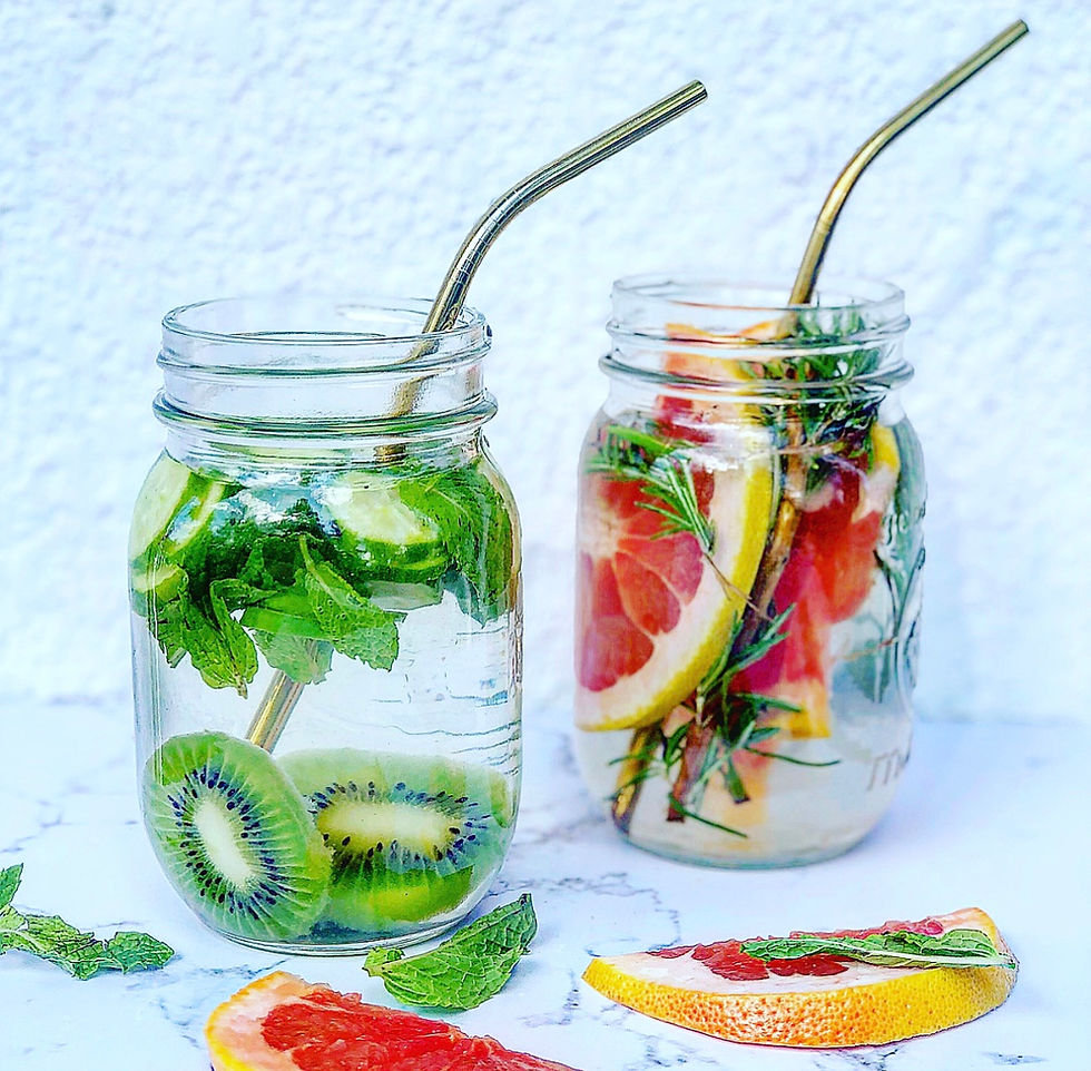 Grapefruit, Rosemary & Cucumber, Kiwi, Mint Infused water