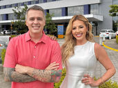 Os apresentadores Abiane Souza e Chef Leonardo Roncon - Divulgação