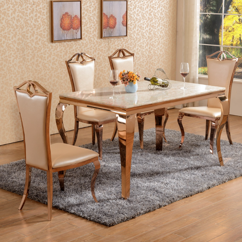 Marble And Rose Gold Is The Stunning Kitchen stunning julia rose gold dining set is a stunning addition to any dining room beautiful marble top with champagne faux leather upholstery this is a