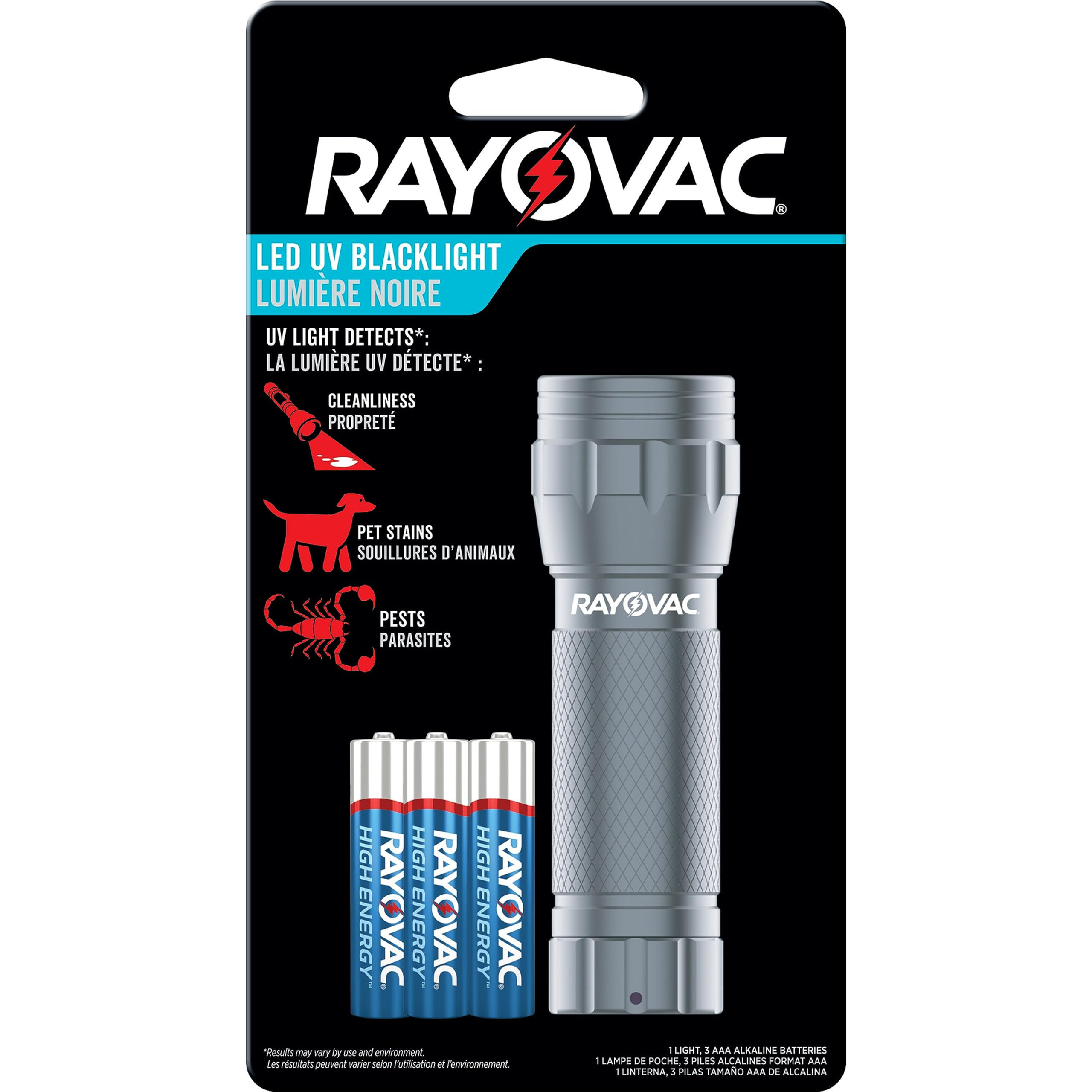 Rayovac UV Flashlight Black Light Ultraviolet Light for Detecting Pet Stains and