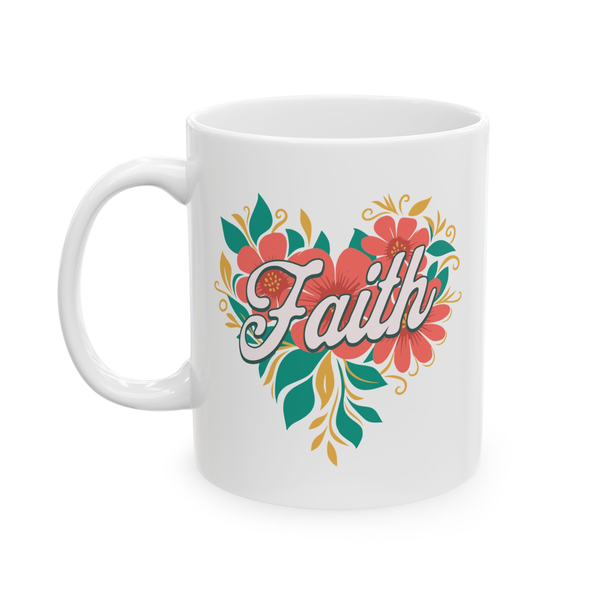 Ceramic Mug - Faith floral