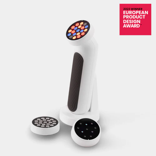 Interchangeable red light therapy wand heads used for targeted, in-person sessions