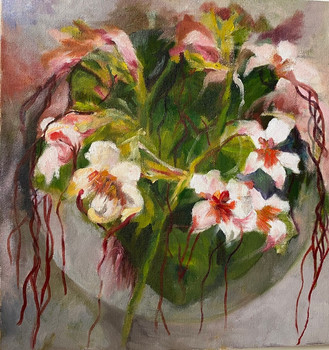 estrofantus gratus . o coração, suas artérias, veias e a flor . 30x30cm