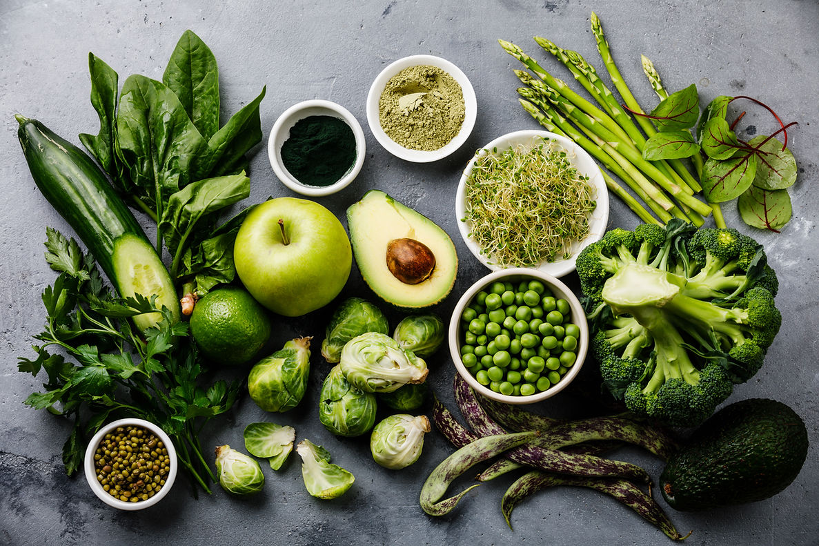 Healthy Green food Clean eating selection Protein source for vegetarians_ avocado, asparag