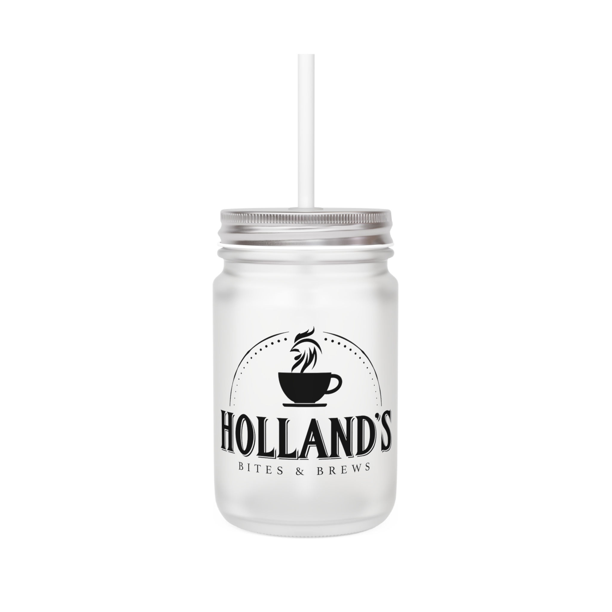 Holland's Bites & Brews Mason Jar with Straw