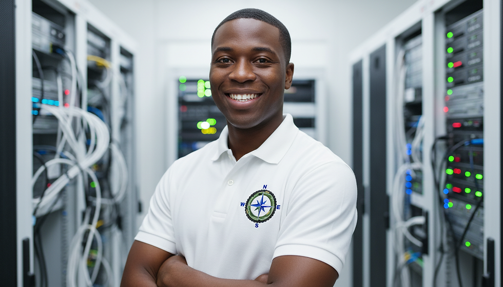Firefly_Gemini Flash_photo of a black-american male computer technician with low cut hair