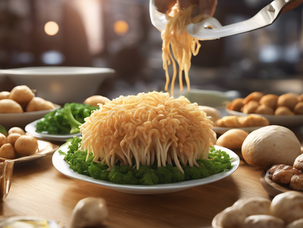 mushrooms on plates in rustic background