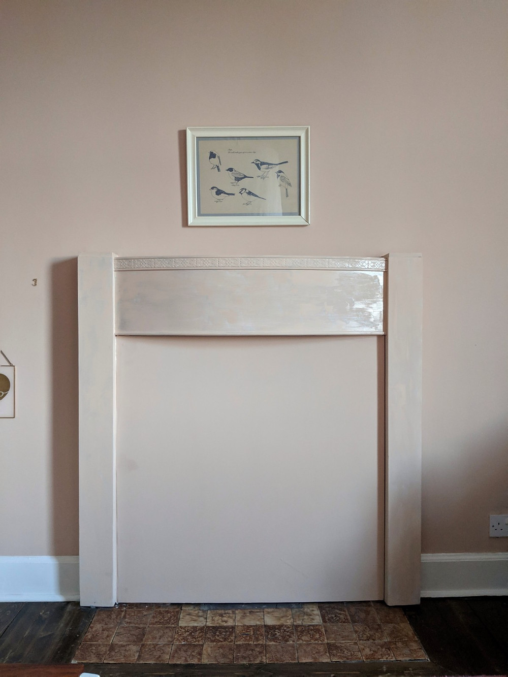 1930s fireplace painted pink