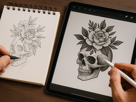 🎨 Tattoo Design in 2025: Balancing Hand Technique, AI, and Art Knowledge