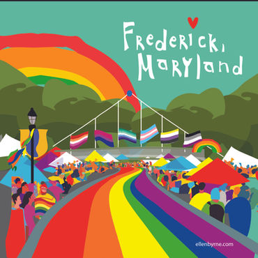 Frederick, MD 2024 Pride Poster - Rainbow on Carroll Creek.